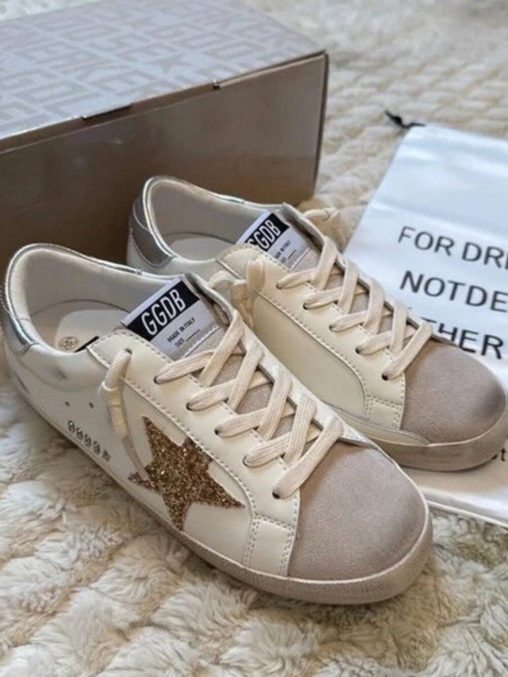 Golden Goose Glitter Star Sneakers in White
